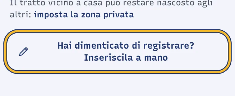 Schermata Nuova uscita di DoctorBau; evidenziato il collegamento «Hai dimenticato di registrare? Inseriscila a mano».